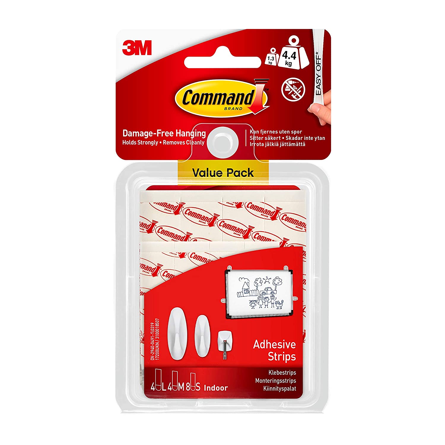 3M COMMAND GENERAL PURPOSE ADHESIVE STRIPS ASST 16 P/K 17200-ES. WL17200-ES \\\KD23233