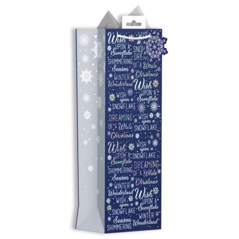 DELUXE CHRISTMAS BOTTLE GIFT BAG - BLUE CHRISTMAS WISHES. XALGB04B \\\KD23236