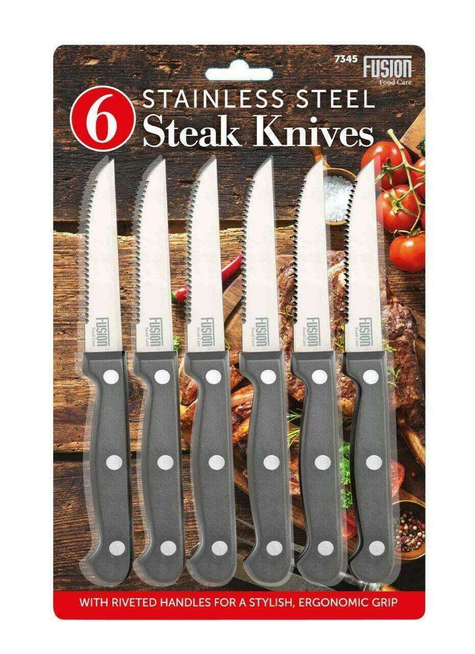 FUSION STAINLESS STEEL STEAK KNIVES 6/PK. DGI7345 \\\KD23270