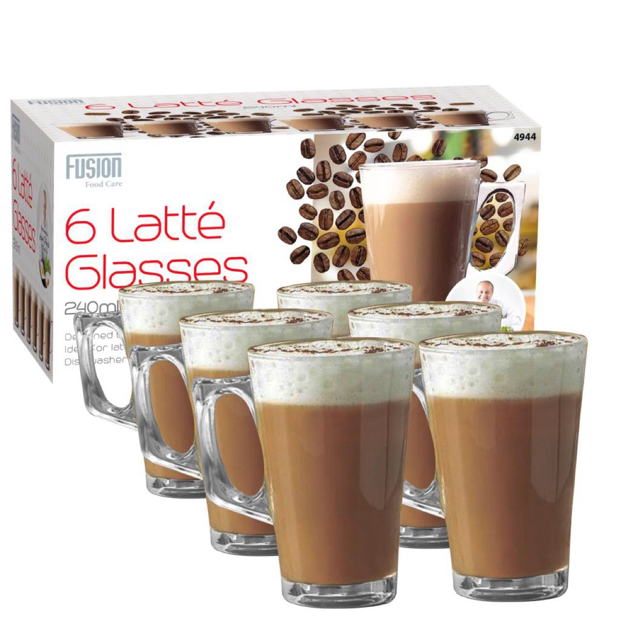 FUSHION LATTE GLASSES 240ML PACK OF 6. DGI4944 \\\KD23320