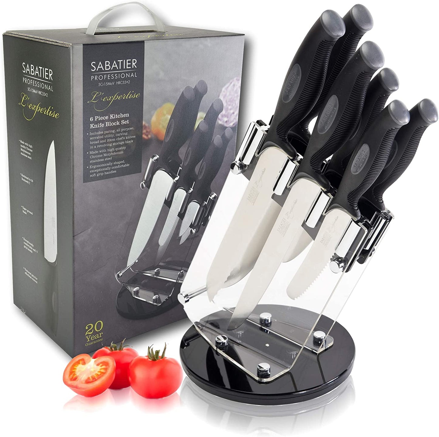 SABATIER PROFESSIONAL LAEXPERTISE 6PC REVOLVING KNIFE BLOCK SET. SABPR112 \\\KD23424