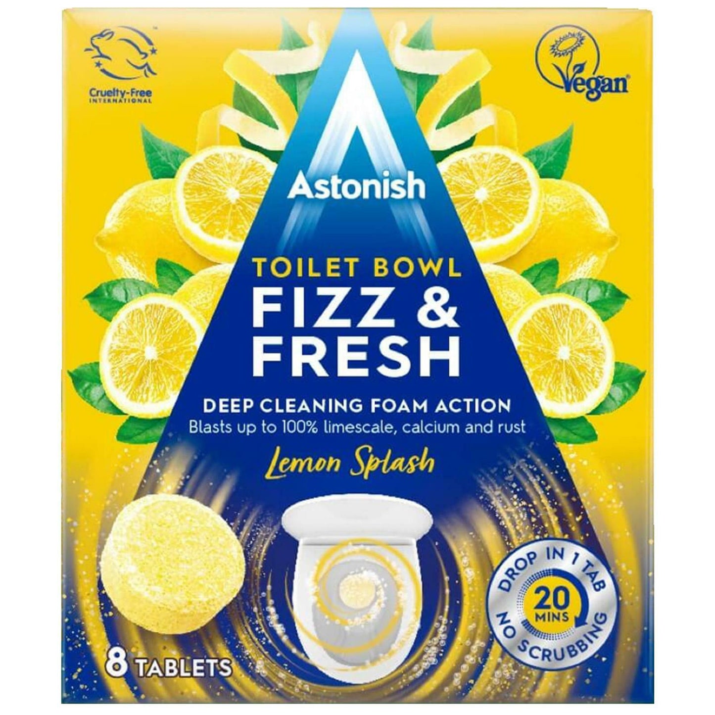 ASTONISH FIZZ & FRESH TOILET BOWL TABS 8/PK - LEMON FRESH. C2145 \\\KD23438