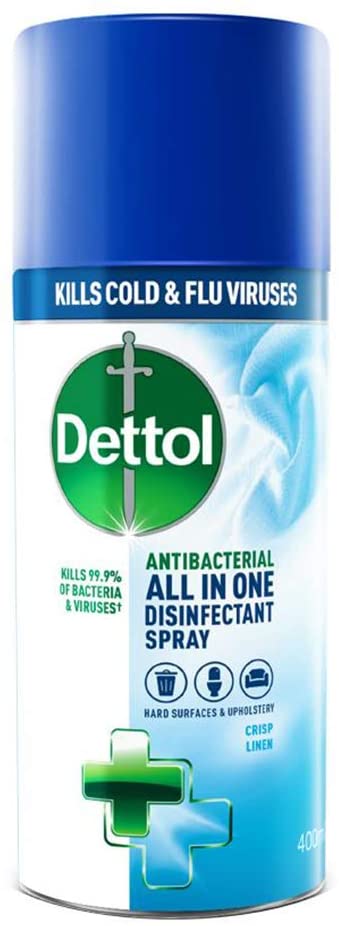 DETTOL ALL-IN-ONE CRISP LINEN DISINFECTANT SPRAY 400ML. PTHODET105A \\\KD23439