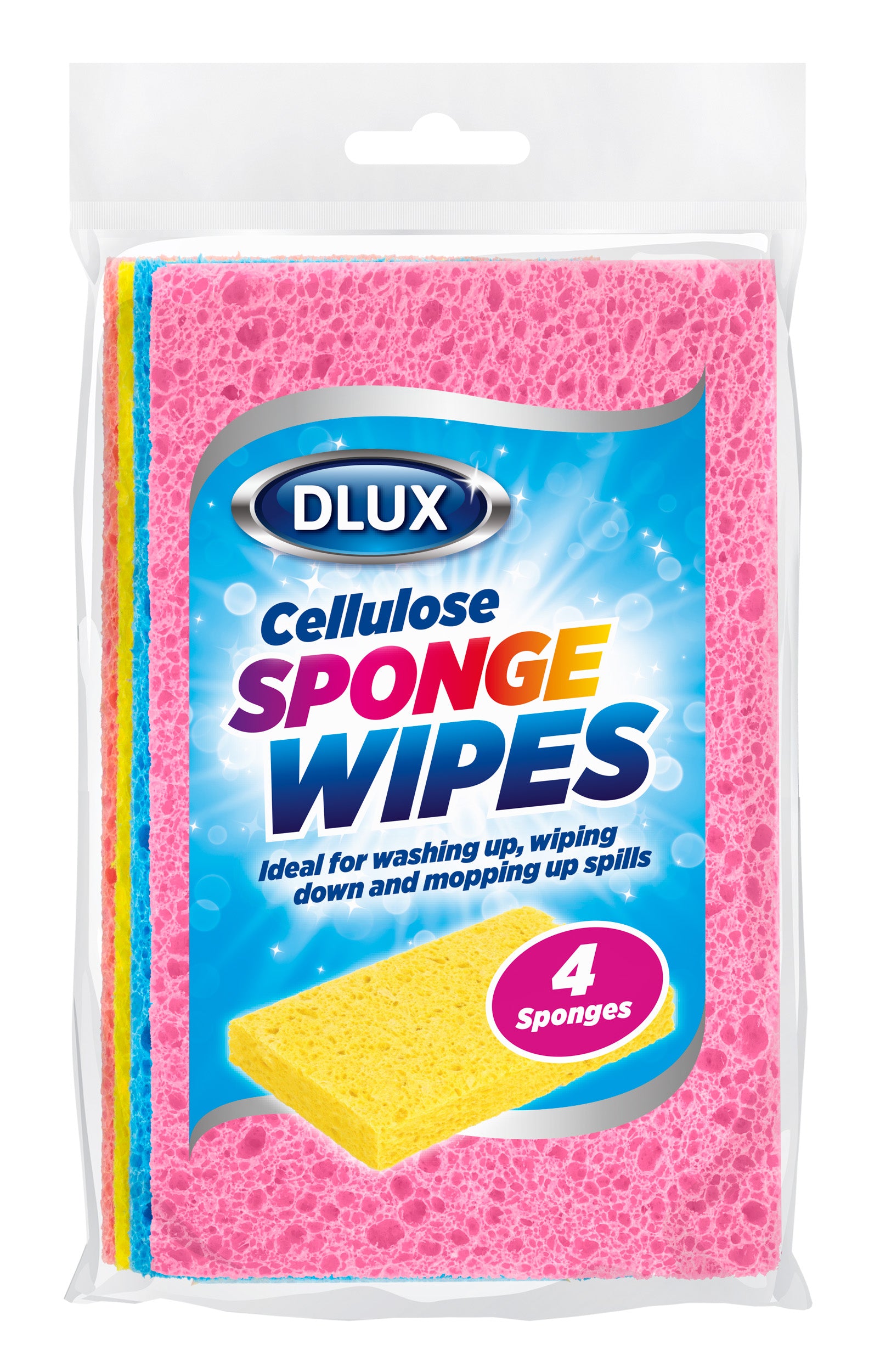 DLUX CELLULOSE SPONGE WIPES PACK OF 4. Z64022 \\\KD23447