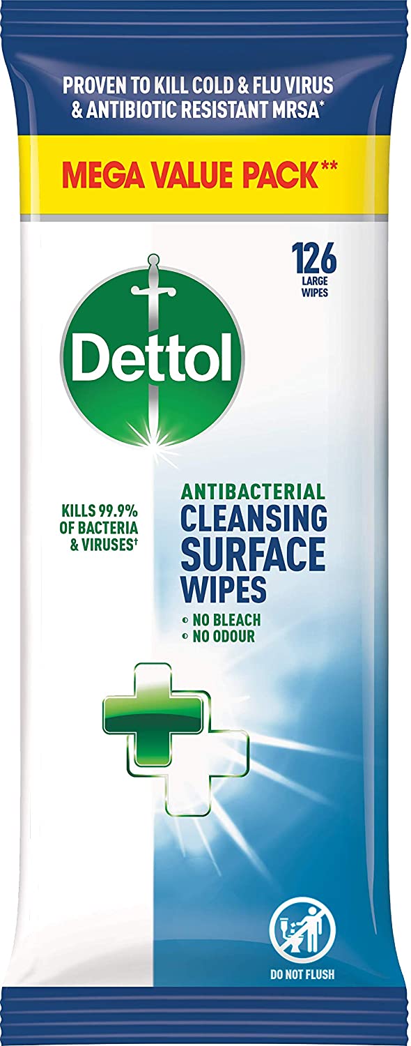 DETTOL ANTIBACTERIAL SURFACE CLEANING WIPES 126 WIPES. PTHODET163A \\\KD23475
