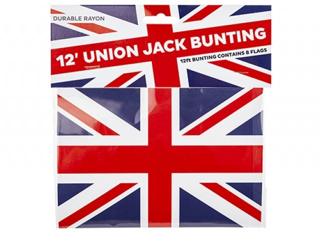 UNION JACK RAYON BUNTING 12FT WITH 8 FLAGS. PI032006 \\\KD23494