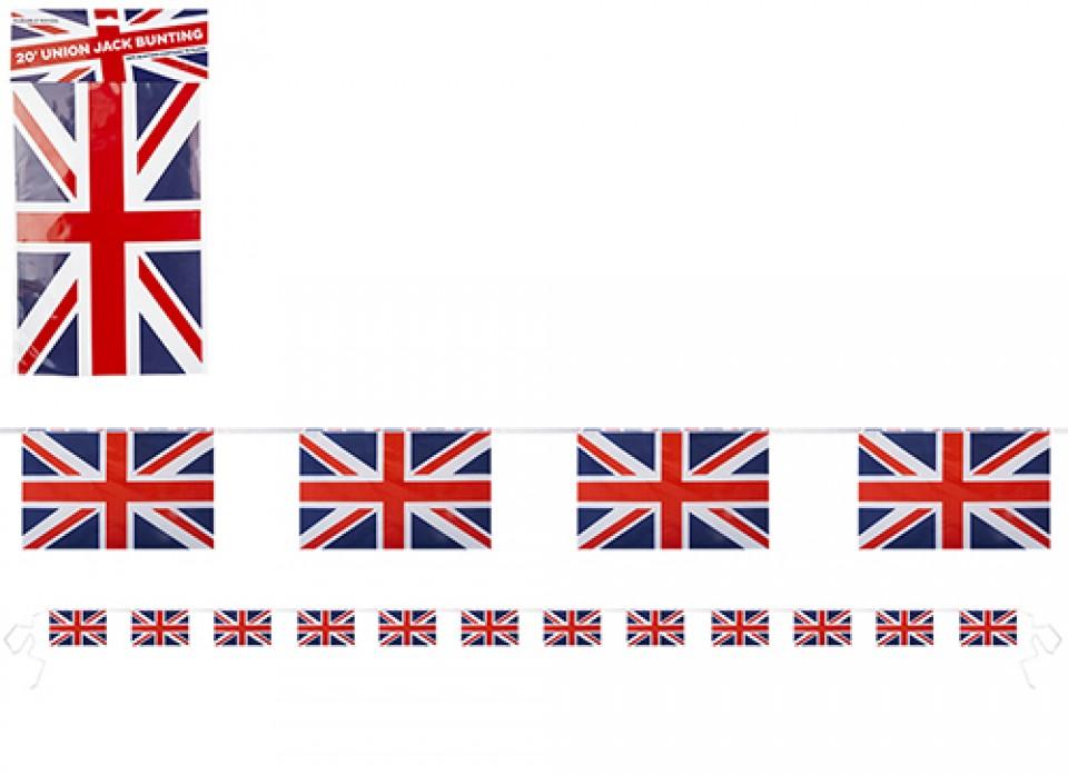 UNION JACK RAYON BUNTING 20 FT WITH 12 FLAGS 12 X 8 INCH FLAGS. PI032007 \\\KD23496