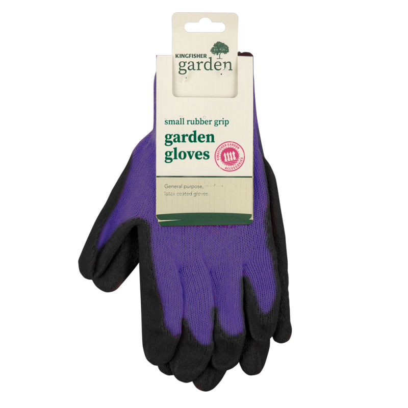KINGFISHER PURPLE RUBBER GRIP GARDEN GLOVES - SMALL. GGPS1 \\\KD23574