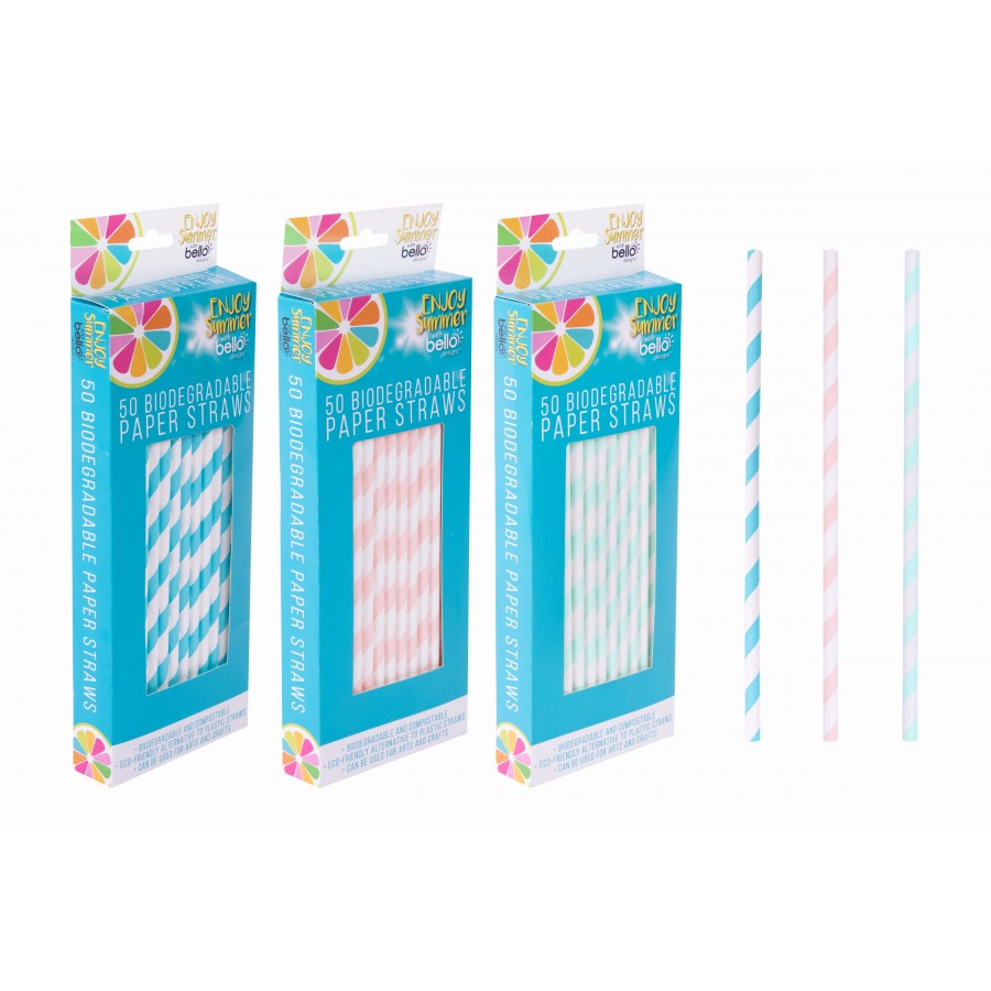 BELLO PAPER STRAWS ASSORTED COLOURS 50/PK. AM2092 \\\KD23588