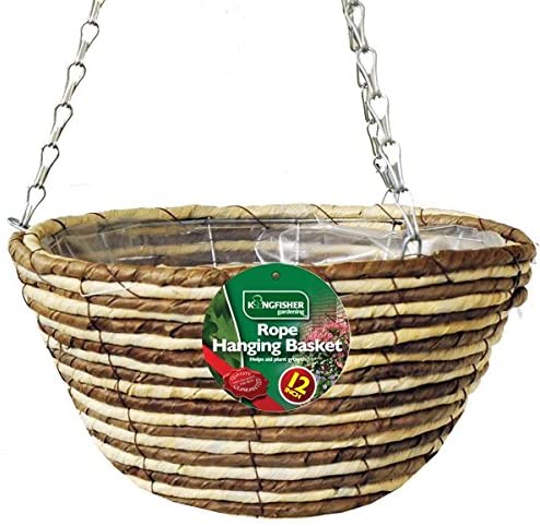 KINGFISHER ROPE PRE-LINED HANGING BASKET 30CM / 12 INCH. HB12RR \\\KD23593
