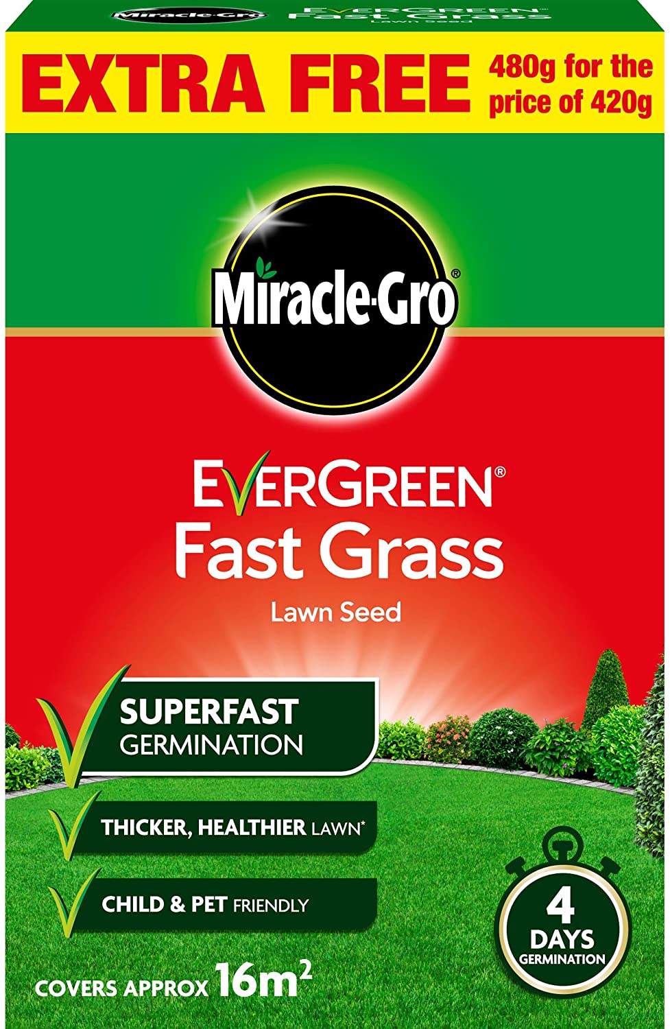 MIRACLE-GRO EVERGREEN FAST GRASS LAWN SEED 480G. 119618 \\\KD23684