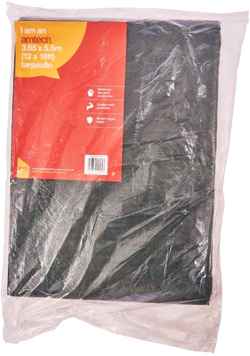 AMTECH GREEN TARPAULIN - 550CM (18FT) X 365CM (12FT). AMS4920 \\\KD23693