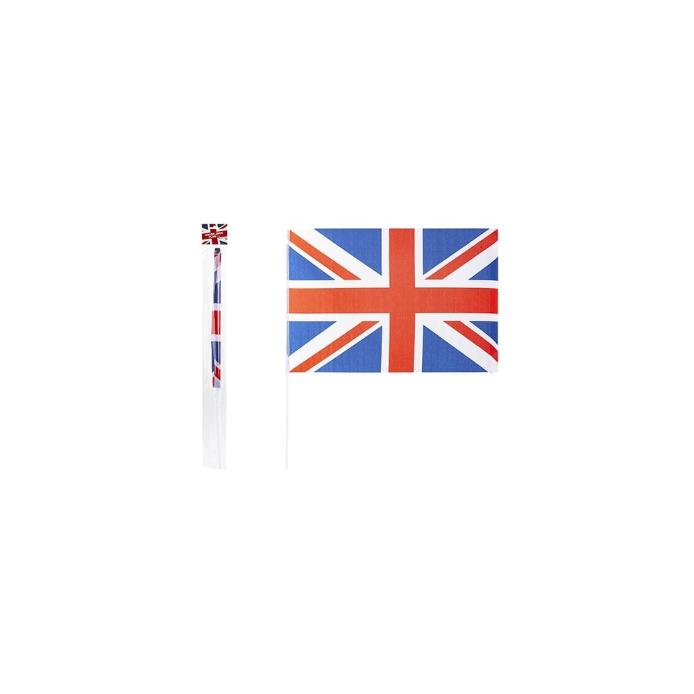 UNION JACK RAYON HAND WAVING FLAG WITH STICK 24 INCH X 16 INCH. PI031011 \\\KD23703