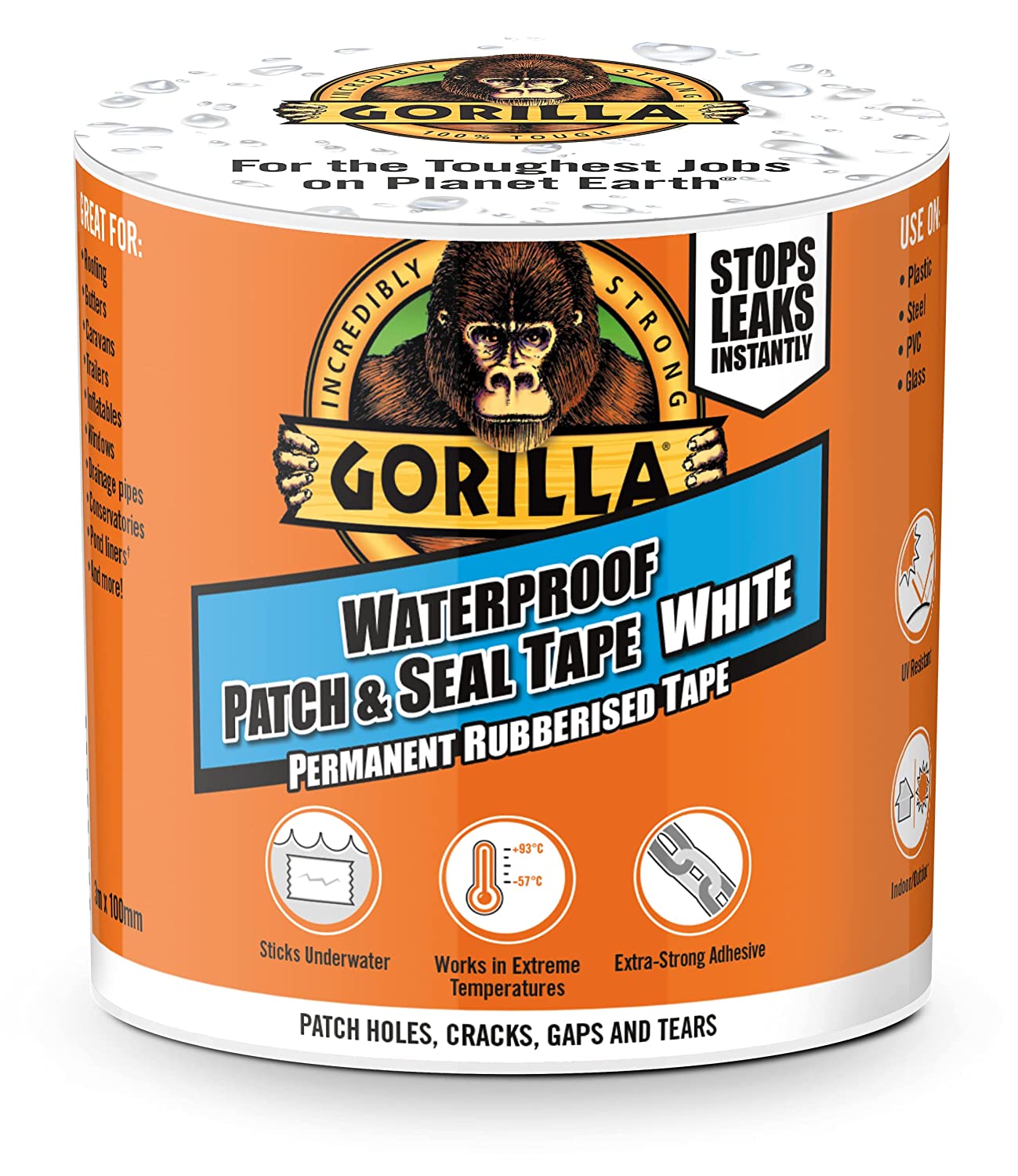 GORILLA  WATERPROOF PATCH & SEAL TAPE WHITE 100MM X 3M. 3044741 \\\KD23785