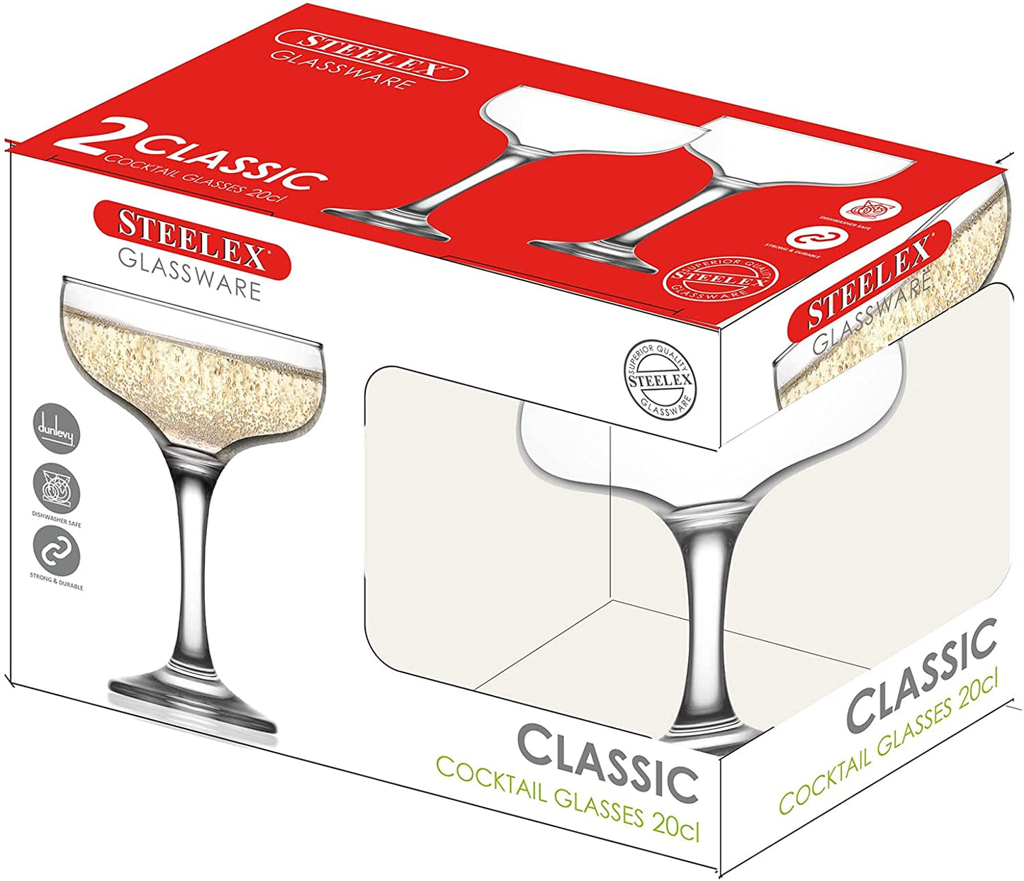 STEELEX COCKTAIL SAUCER / MARTINI GLASS 20CL 2/PK. GX8021 \\\KD23830