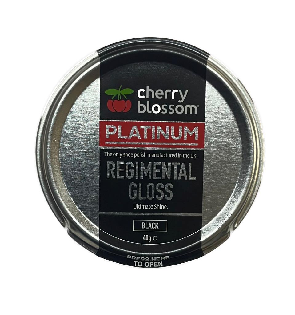 CHERRY BLOSSOM PLATINUM REGIMENTAL GLOSS SHOE POLISH 40G - BLACK. CB211075 \\\KD23842