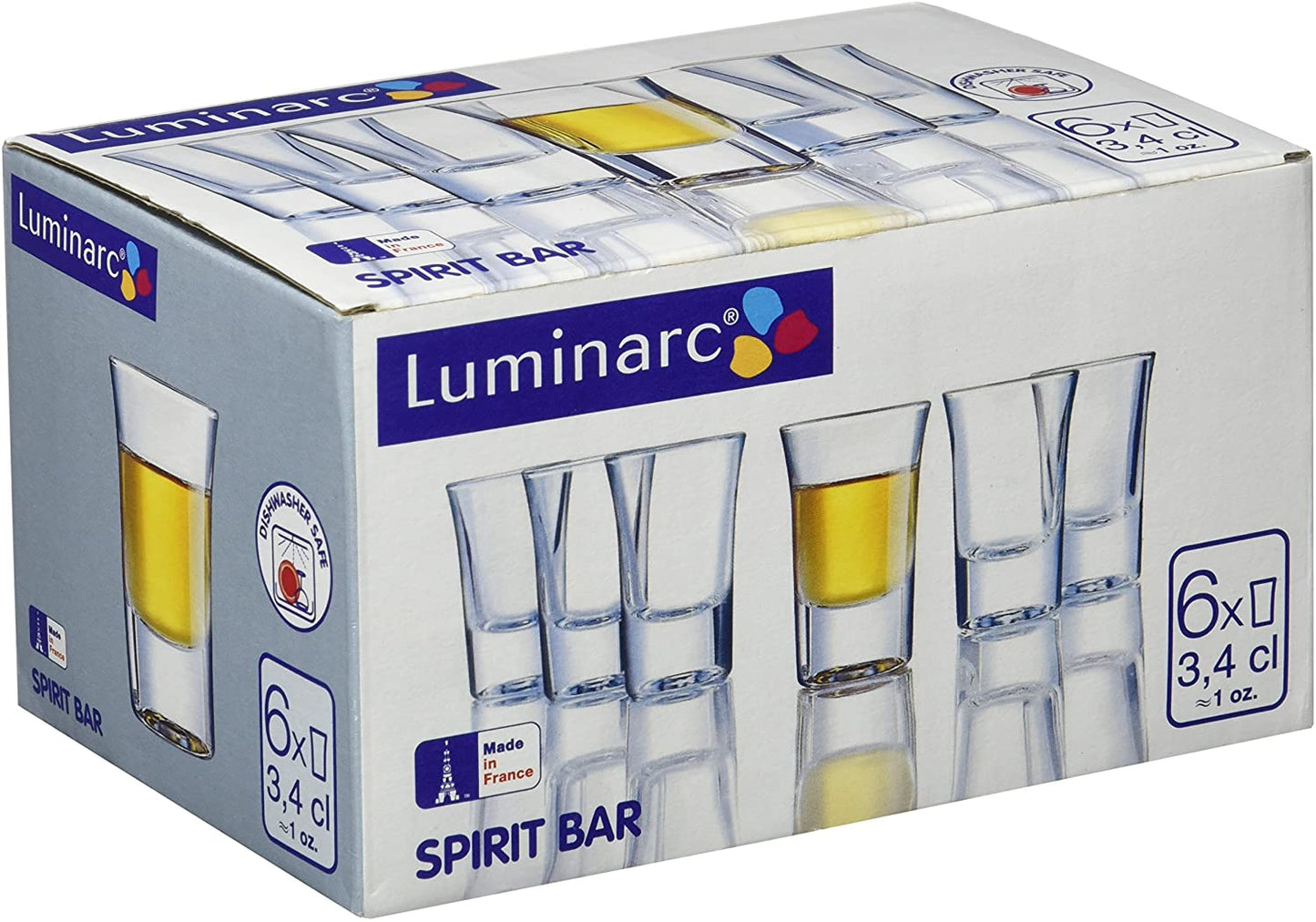 6 X LUMINARC SPIRIT BAR SHOT GLASS 34ML / 3.4CL. GL5250 \\\KD23894