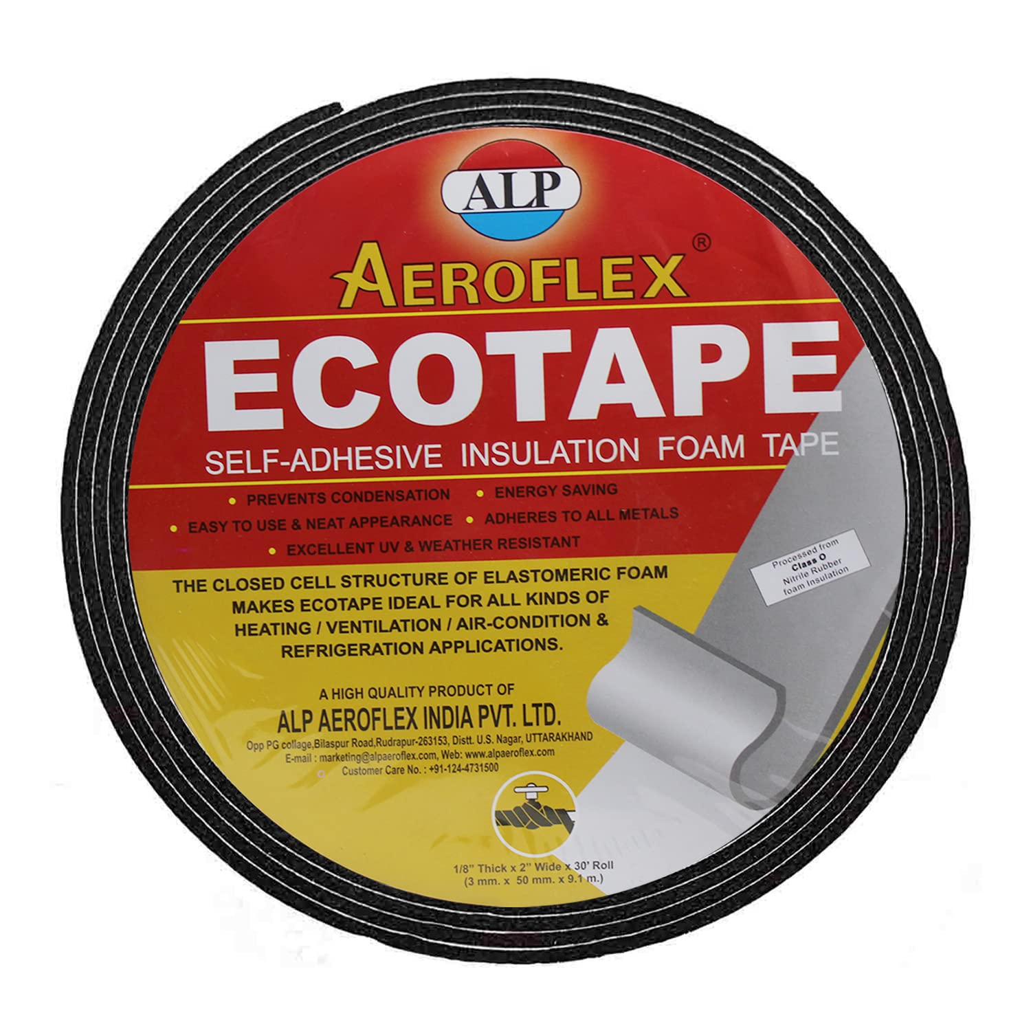 AEROFLEX ECOTAPE SELF ADHESIVE INSULATION FOAM TAPE 50MM X 3MM X 9.1M. 5010300045103 \\\KD23895