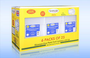 SATCO MICROWAVE CONTAINER WITH LIDS 650ML 25/PK. SATCO031 \\\KD23905