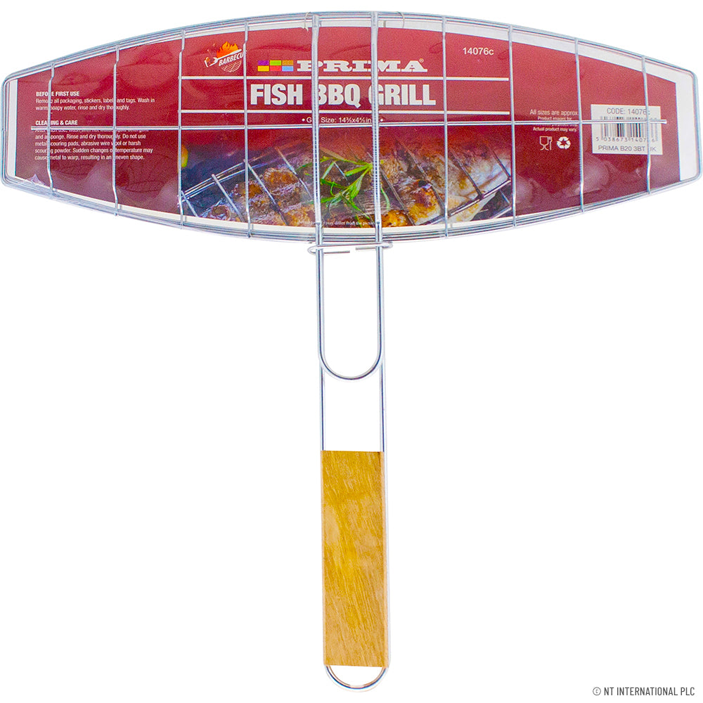 PRIMA FISH BBQ GRILL BASKET 37 X 12.5 X 35CM. 14076C \\\KD23935