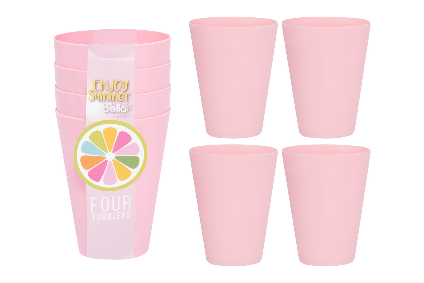 BELLO PLASTIC TUMBLERS 300ML 4/PK - PINK. AM2068 \\\KD23971