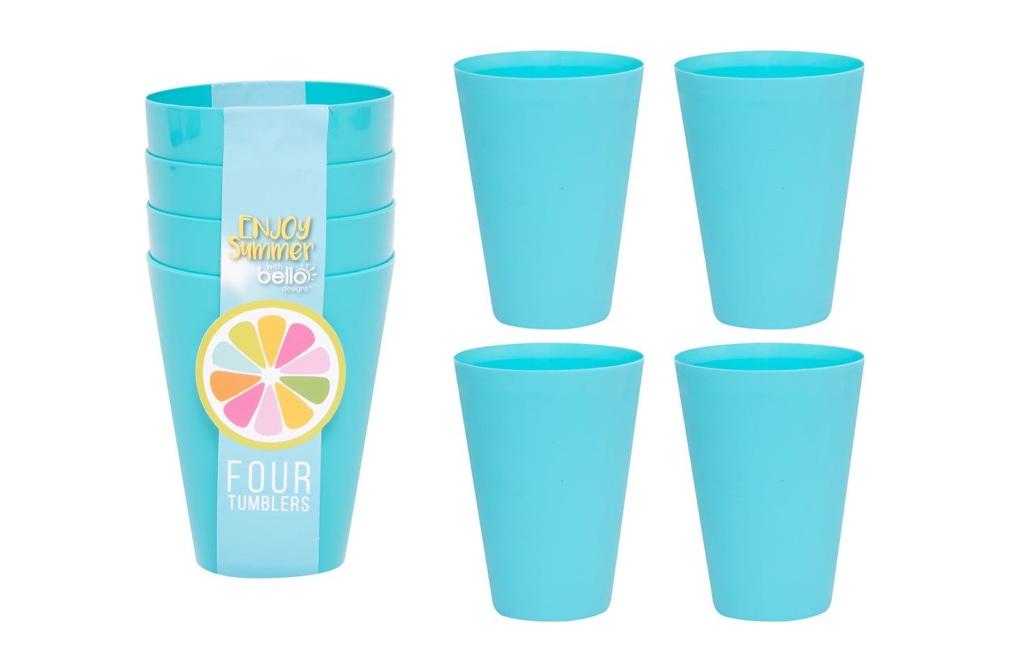 BELLO PLASTIC TUMBLERS 300ML 4/PK - BLUE. AM2069 \\\KD23972