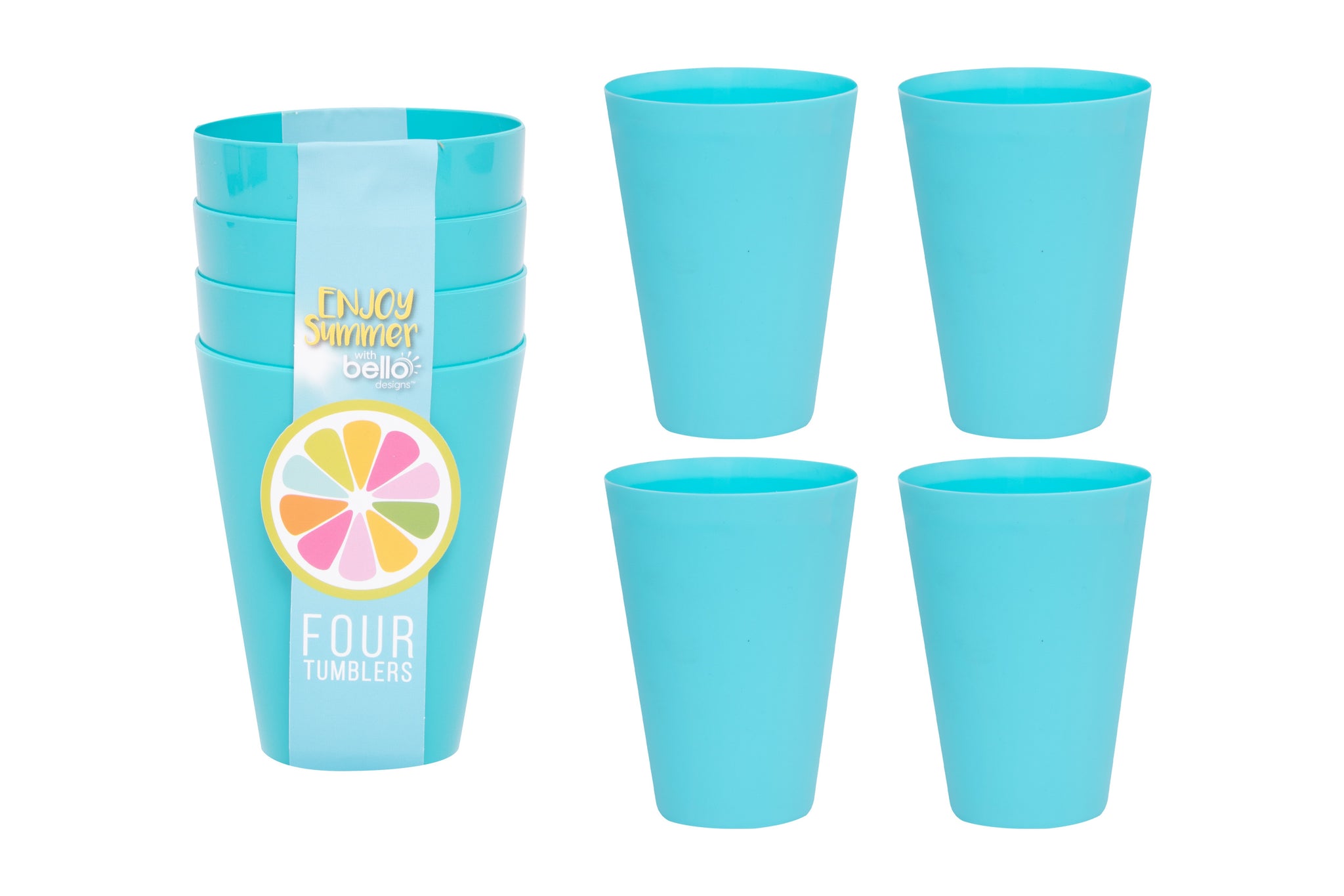 BELLO PLASTIC TUMBLERS 300ML 4/PK - BLUE. AM2069 \\\KD23972