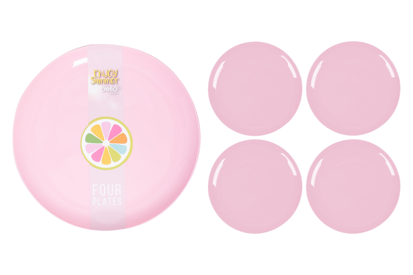 BELLO PLASTIC PLATES 21CM 4/PK - PINK. AM2071 \\\KD23973