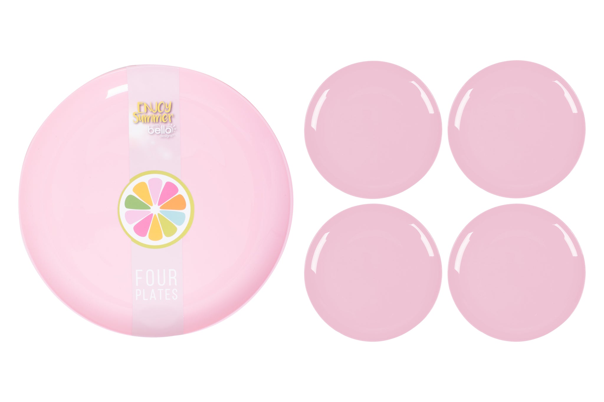 BELLO PLASTIC PLATES 21CM 4/PK - PINK. AM2071 \\\KD23973