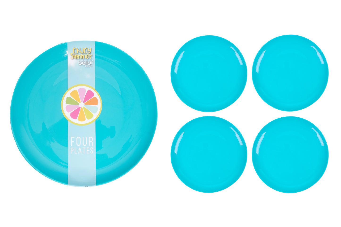 BELLO PLASTIC PLATES 21CM 4/PK - BLUE. AM2072 \\\KD23974
