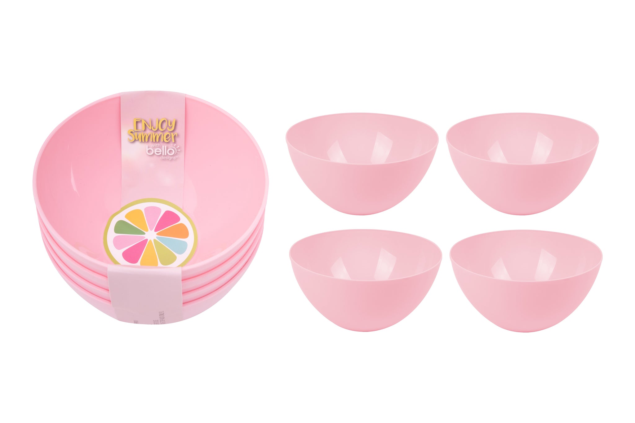 BELLO PLASTIC BOWL 500ML 4/PK - PINK. AM2074 \\\KD23975