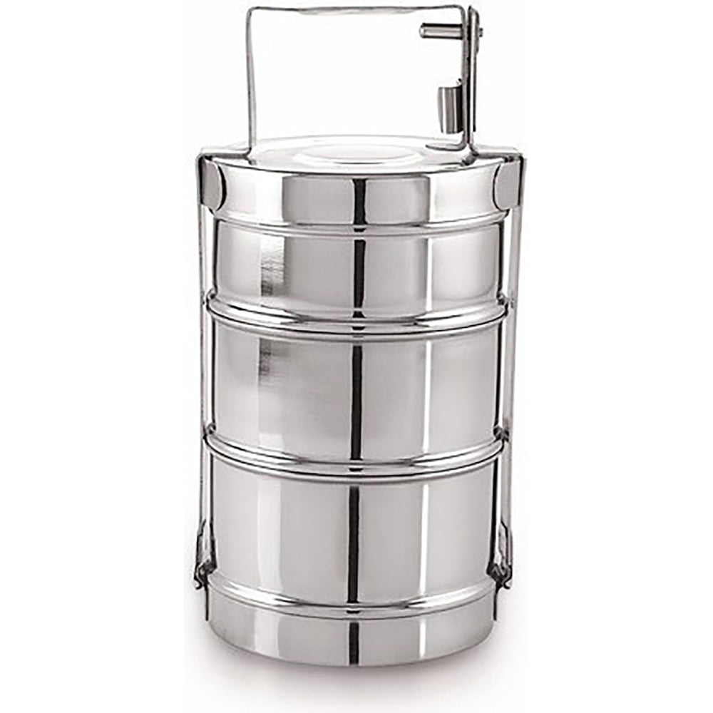 STAINLESS STEEL 3 COMPARTMENT LUNCH BOX / TIFFIN WITH HANDLE 9.5CM DIA. IND248 \\\KD23977