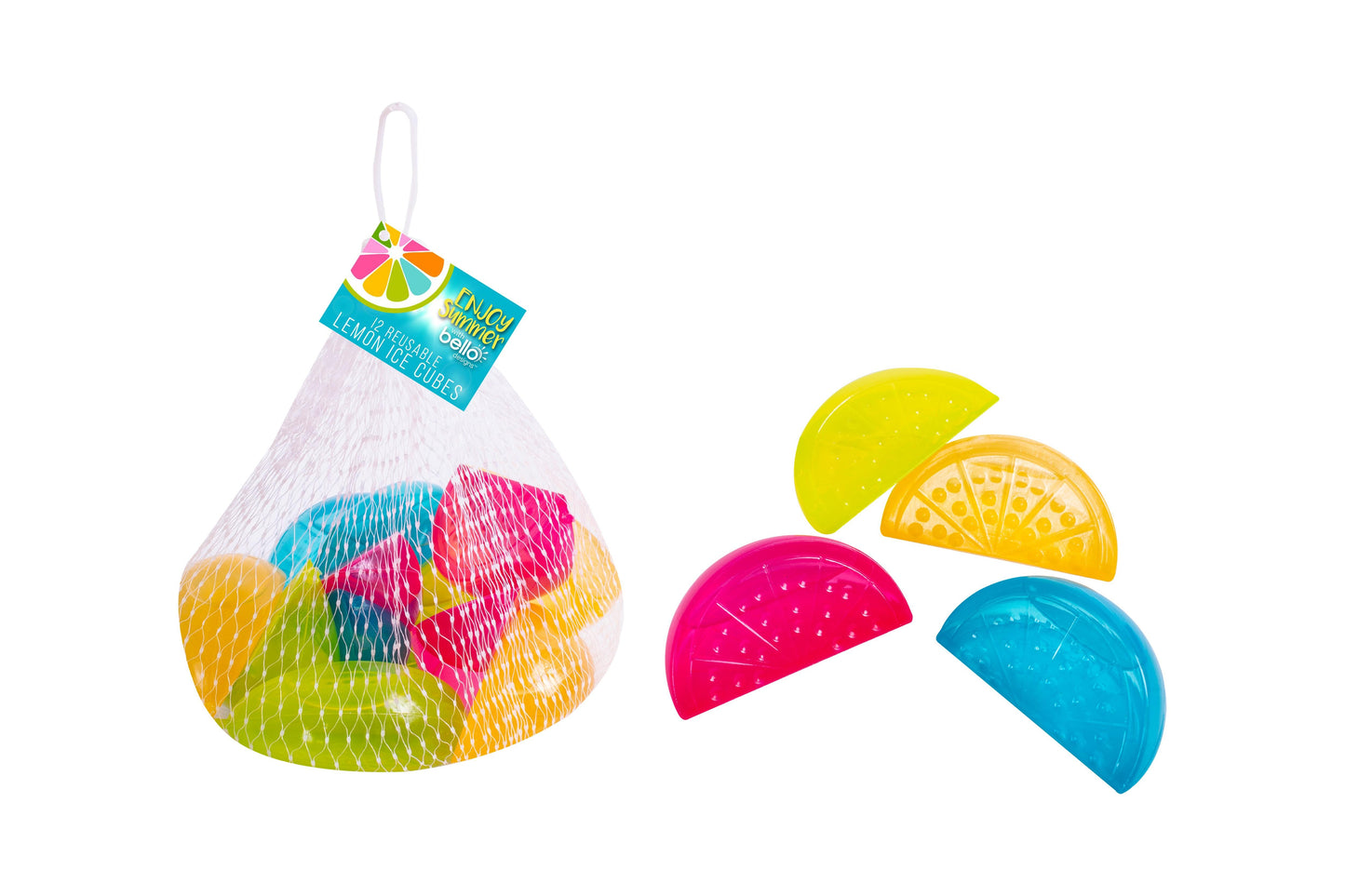 BELLO REUSABLE LEMON SHAPE ICE CUBES 12/PK. AM2179 \\\KD23982