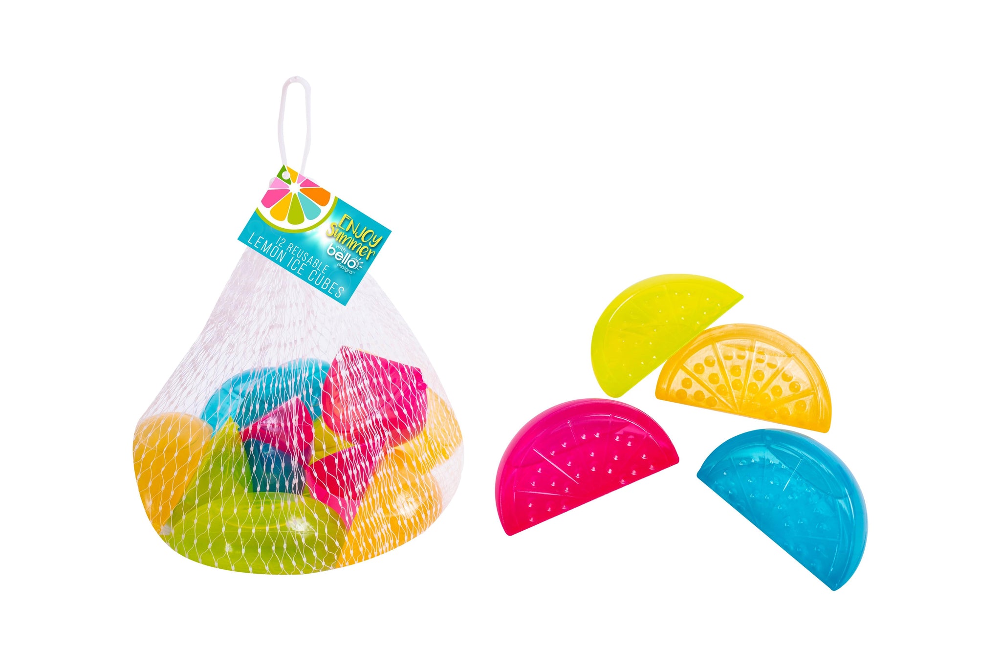 BELLO REUSABLE LEMON SHAPE ICE CUBES 12/PK. AM2179 \\\KD23982