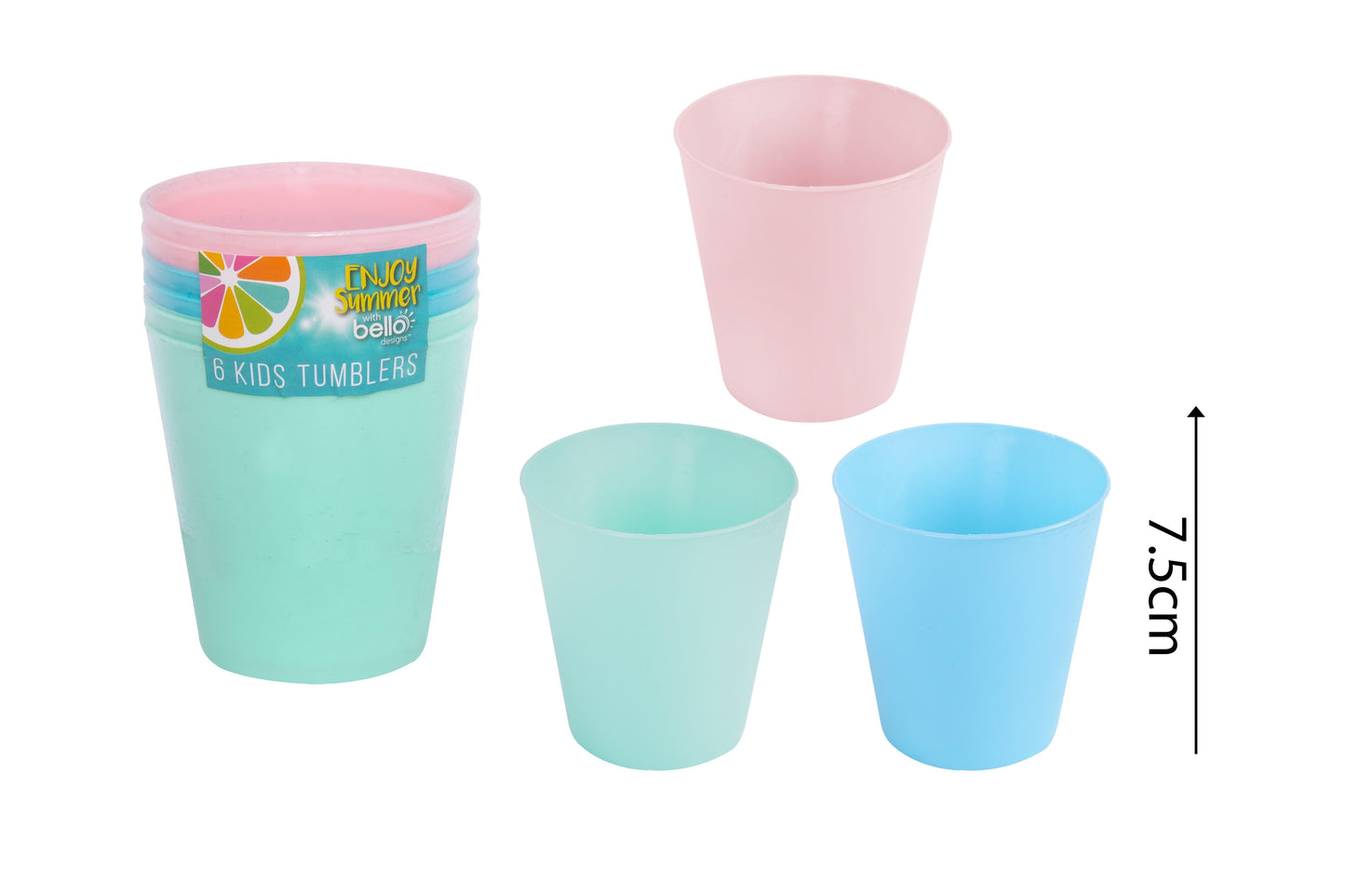 BELLO KIDS PLASTIC TUMBLERS 200ML 6/PK. AM2181 \\\KD23983