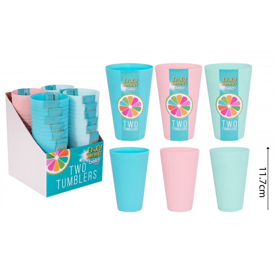 BELLO PLASTIC TUMBLERS 414ML / 14OZ 2/PK. AM2184 \\\KD23986