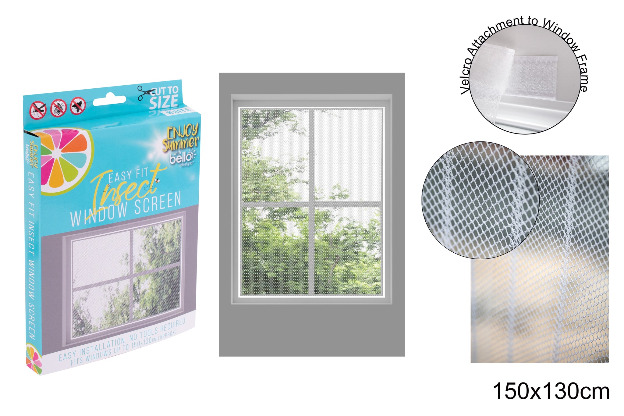 BELLO EASY FIT INSECT WINDOW SCREEN 150CM X 130CM. AM2225 \\\KD23991
