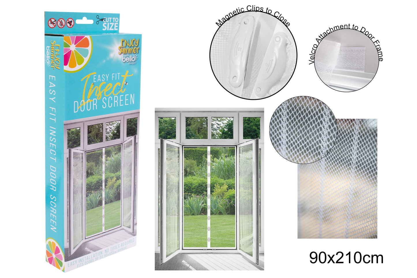 BELLO EASY FIT INSECT DOOR SCREEN 210CM X 90CM. AM2226 \\\KD23992