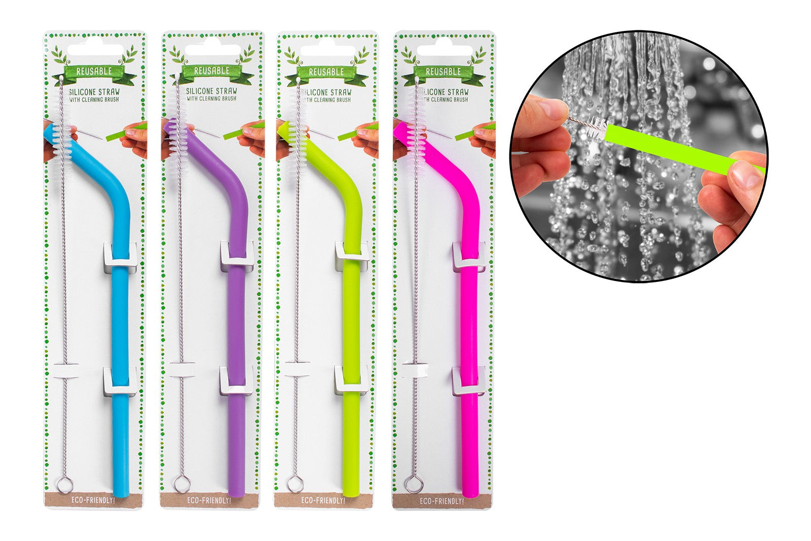 REUSABLE SILICONE STRAW WITH CLEANING BRUSH. AM2663 \\\KD23993