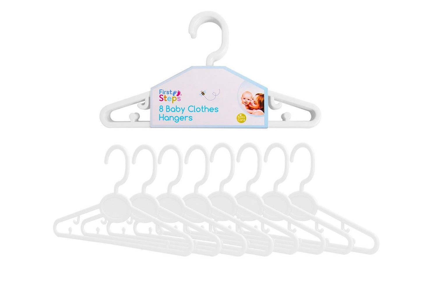 FIRST STEPS BABY CLOTHES HANGERS 8/PK - WHITE. FS733 \\\KD24005