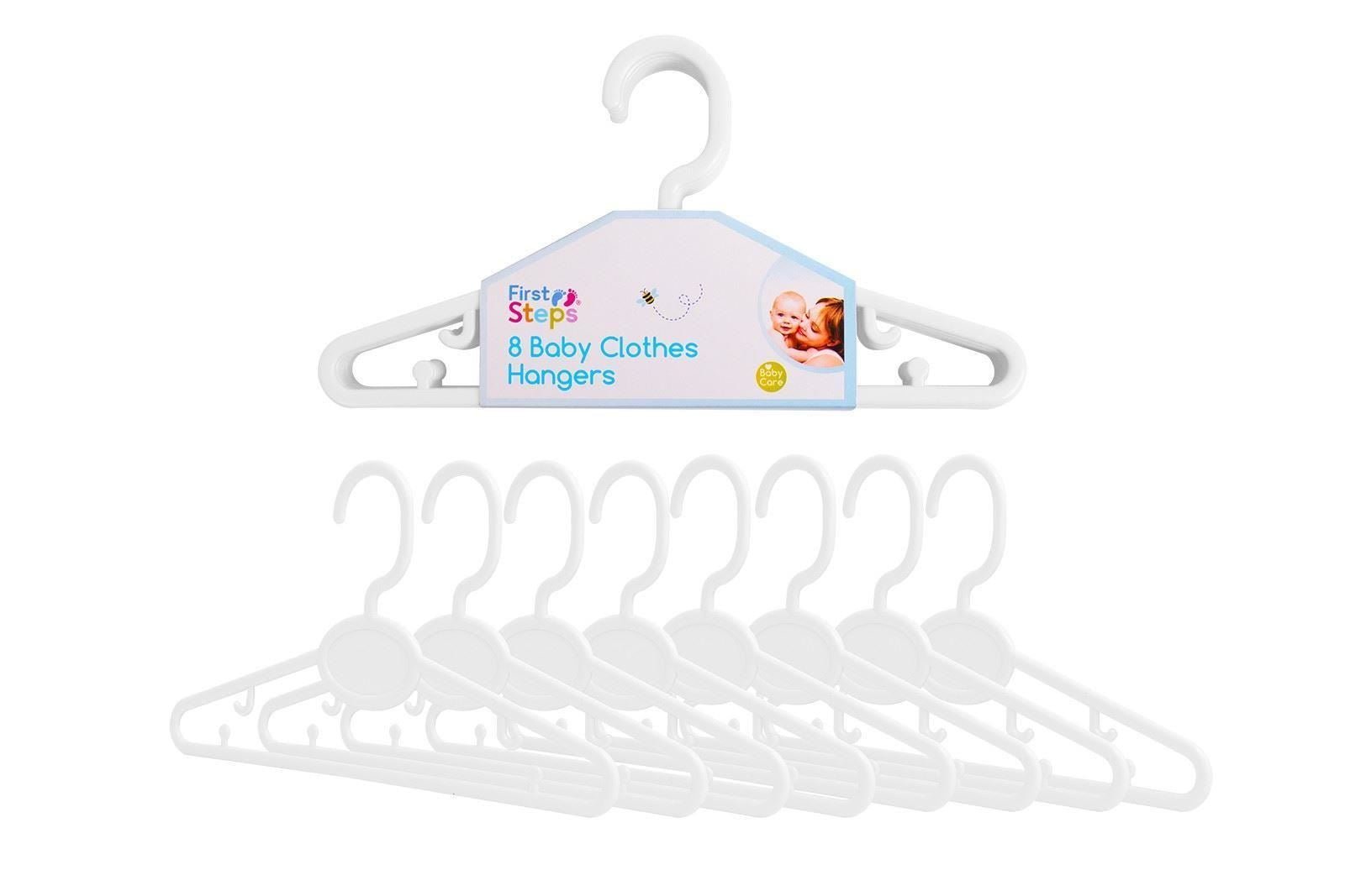 FIRST STEPS BABY CLOTHES HANGERS 8/PK - WHITE. FS733 \\\KD24005