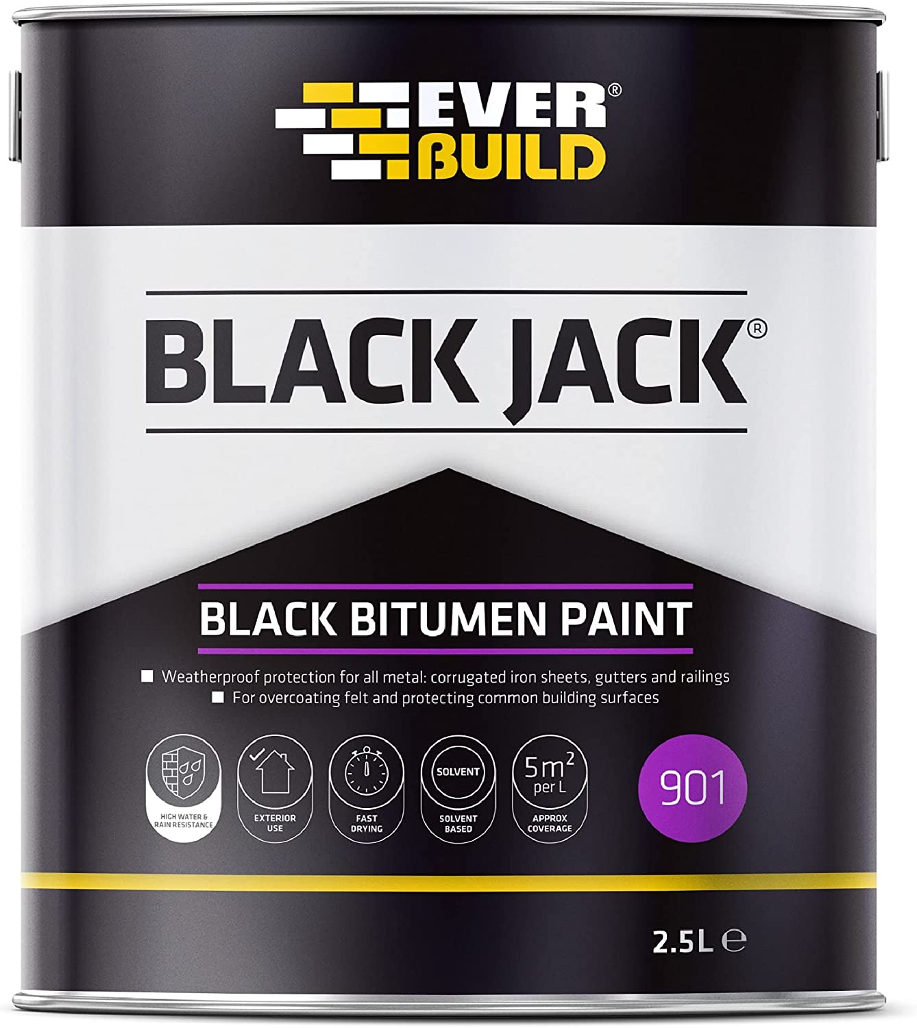 EVERBUILD BLACK JACK 901 BITUMEN PAINT / TROWEL MASTIC 2.5L. 486938 \\\KD24035