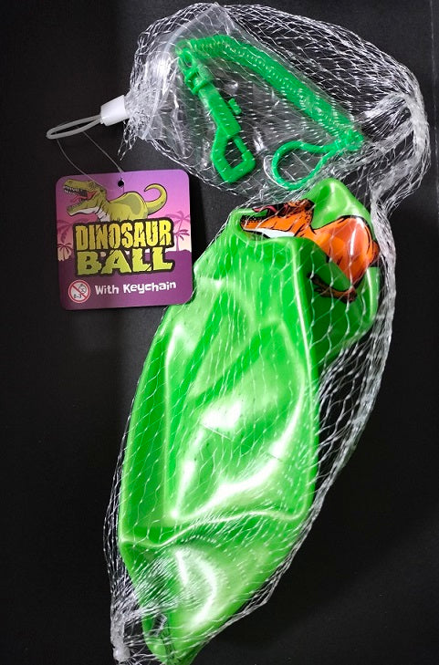 KANDY TOYS INFLATABLE DINOSAUR BALL WITH KEYRING - 3 ASS COLOUR. TY6857 \\\KD24046
