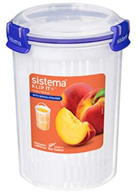 SISTEMA KLIP IT PLUS ROUND FOOD CONTAINER WITH STRAINER 1 LITRE. SIS881380 \\\KD24091