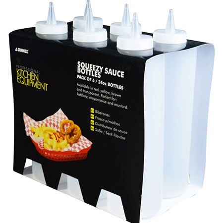 SUNNEX CLEAR SQUEEZE SAUCE BOTTLES 682ML / 24OZ 6/PK. M030166C \\\KD24105