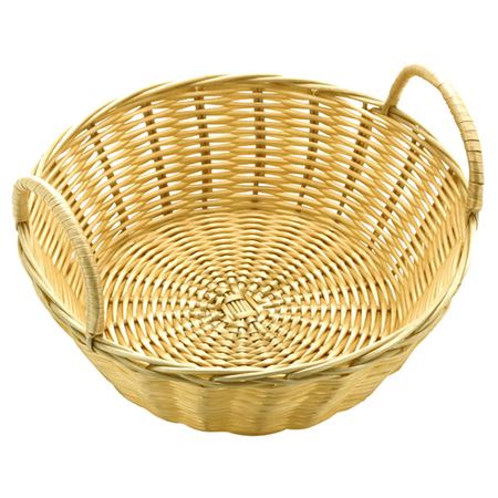 ZODIAC POLY RATTAN ROUND BASKET WITH HANDLE 20CM X 8" \\\KD24113