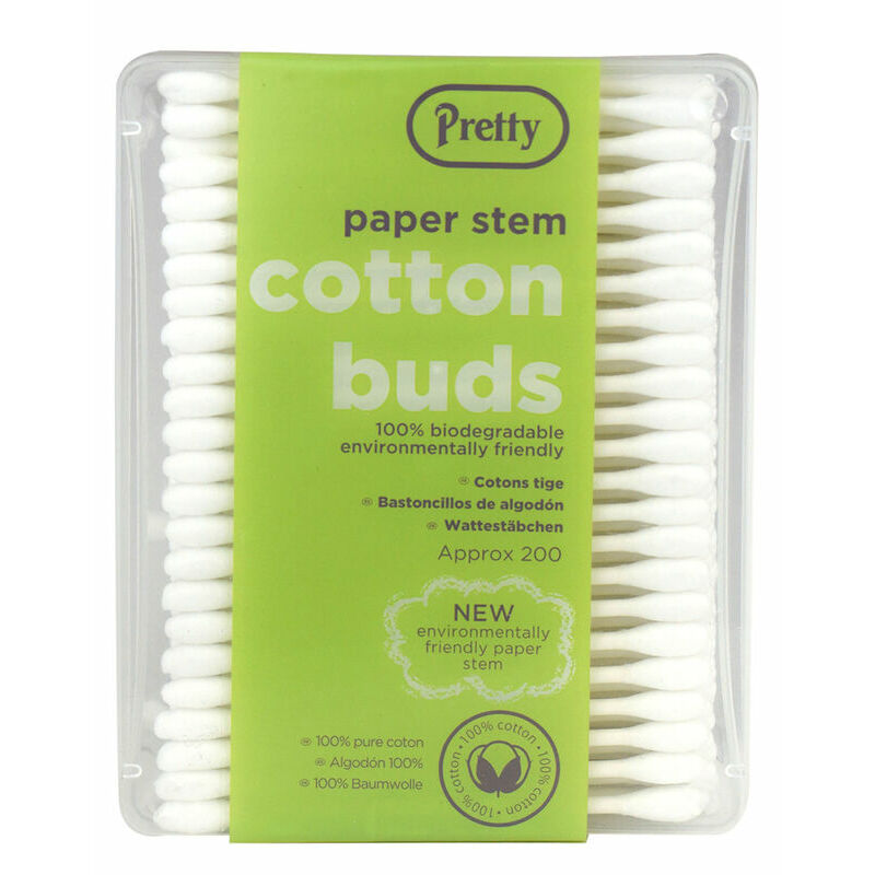 PRETTY 200 PAPER STEM BIODEGRADABLE COTTON BUDS 12/PK. 10933-013 \\\KD24155