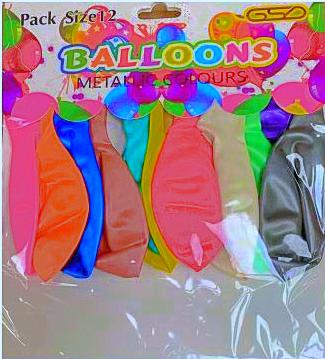 GSD METALLIC MULTICOLOUR BALLOONS 12/PK. 94204 \\\KD24162