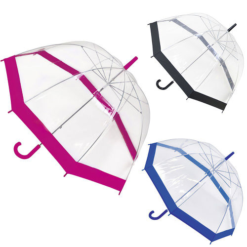 LADIES CLEAR DOME UMBRELLA WITH COLOURED TRIM. UU0044D \\\KD24167