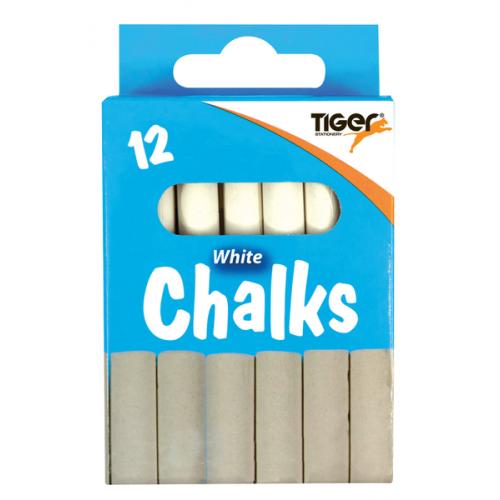 TIGER DUSTLESS WHITE CHALK 12/PK. T302410 \\\KD24189